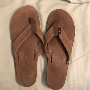 Light brown thick strap rainbow sandals